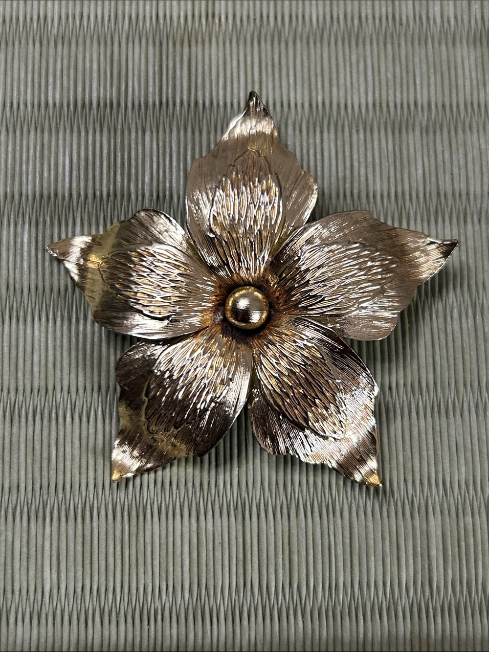 Coro Vintage Mid-Century Gold-Tone Floral Brooch Pin